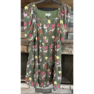 Women’s CROSBY By Mollie Burch Green Floral Conor Dress Size XS *D2